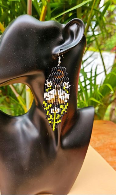 gold moth earrings handmade fair trade beaded guatemalan