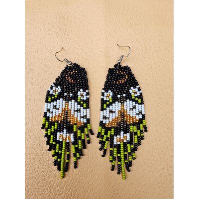 gold moth earrings handmade fair trade beaded guatemalan