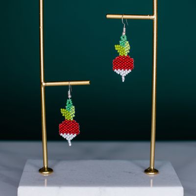 Fair trade hand beaded Radish Earring