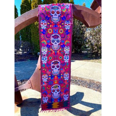 Lucia's Imports Wholesale Fair Trade Handmade Guatemalan Embroidered Skeleton Table Runner