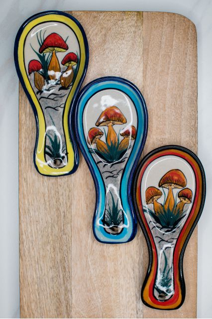 magic mushroom spoon rest kitchen accessories home goods ken edwards pottery fair trade ceramics