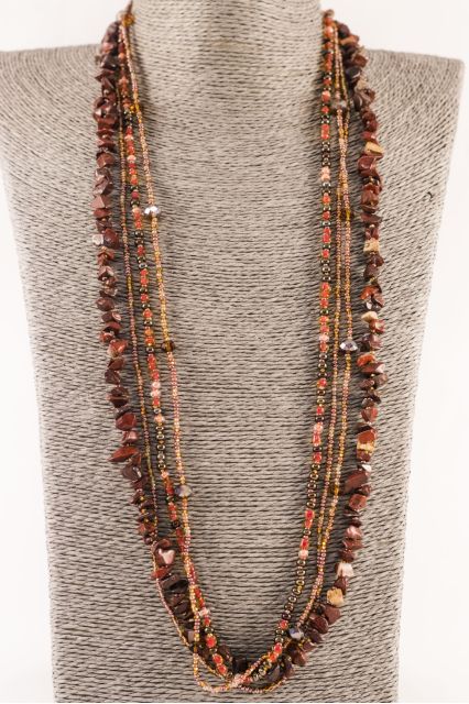 Fair Trade Handmade Beaded Guatemalan Long Rock Candy Necklace Jewelry