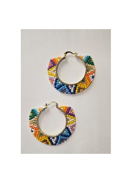 fiesta round multi guatemalan beaded earring fair trade ethical jewelry