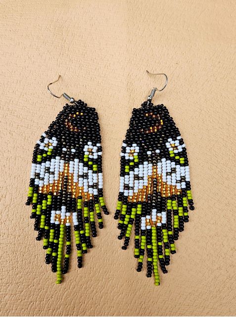 gold moth earrings handmade fair trade beaded guatemalan