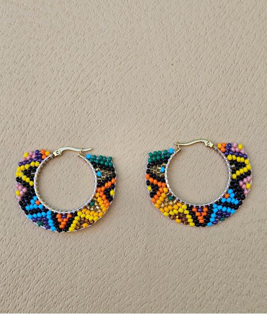 fiesta round multi guatemalan beaded earring fair trade ethical jewelry