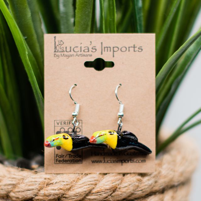 toucan ceramic earring fair trade handmade guatemala