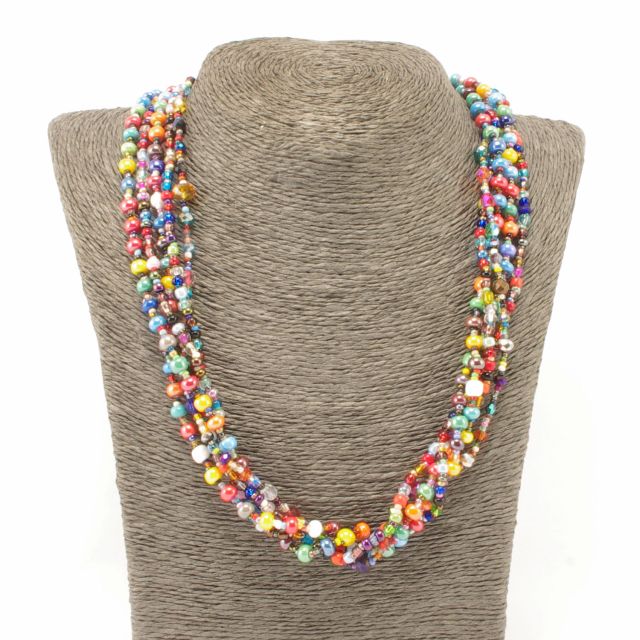 Fair Trade Jewelry Guatemalan Necklace Gumball Beads Multi Colored