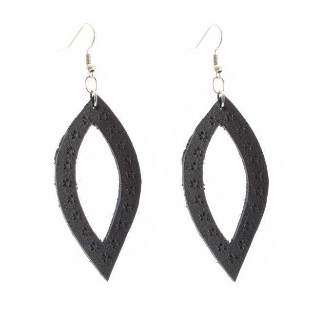 Lucia's Imports Fair Trade Handmade Oval Leather Earrings from Guatemala