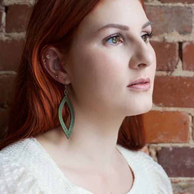 Lucia's Imports Fair Trade Handmade Oval Leather Earrings from Guatemala