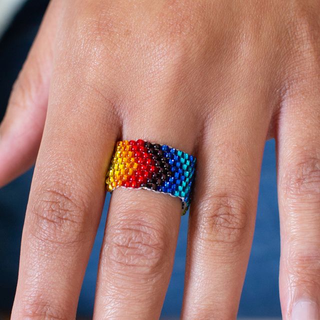 Beaded Rainbow Ring Fair Trade Guatemala, pride, jewelry